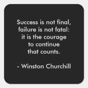 Winston Churchill citaat; Succes Vierkante Sticker