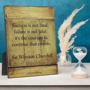 Winston Churchill citaat; Succes Vintage Aged Wood Fotoplaat