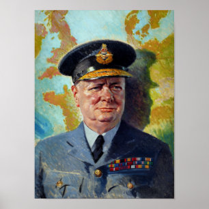 Winston Churchill in uniform schilderen Poster