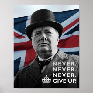 Winston Churchill - "Nooit opgeven" Poster