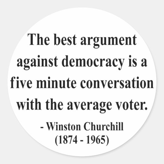 Winston Churchill Quote 10a Ronde Sticker (Voorkant)