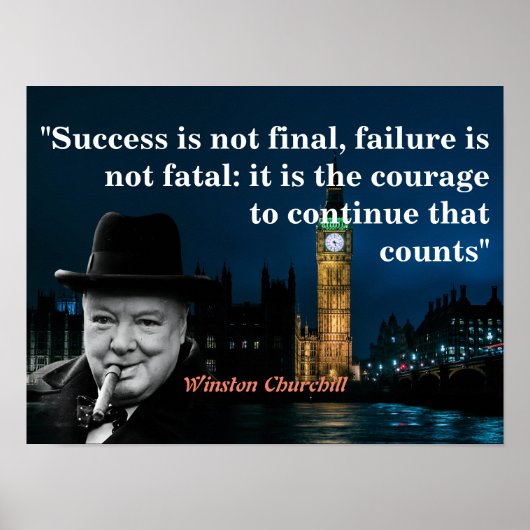 Winston Churchill Quote On Courage Poster (Voorkant)