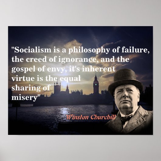 Winston Churchill Quote over het socialisme Poster (Voorkant)