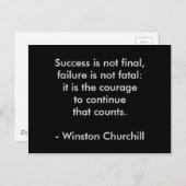 Winston Churchill Quote; Succes Briefkaart (Voorkant / Achterkant)