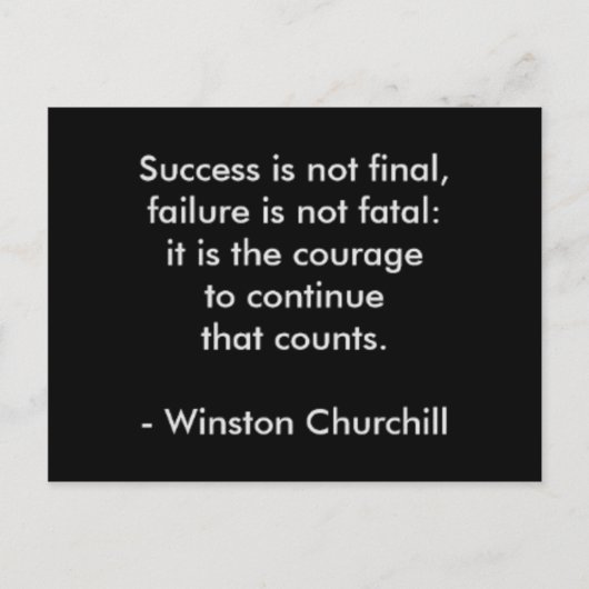 Winston Churchill Quote; Succes Briefkaart (Voorkant)