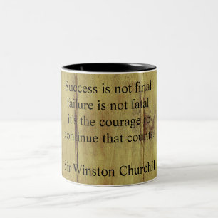 Winston Churchill Quote; Succes ouder hout Tweekleurige Koffiemok