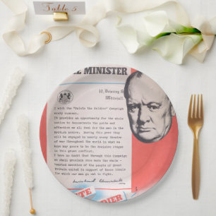 Winston Churchill, Reprint van Brits WW2 poster. Papieren Bordje