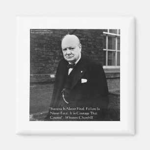 Winston Churchill "Succes nooit definitief" cadeau Magneet