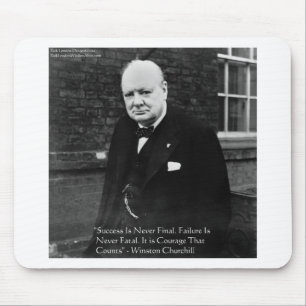 Winston Churchill "Succes nooit definitief" cadeau Muismat