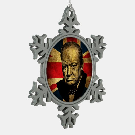 Winston Churchill Tin Sneeuwvlok Ornament (Links)