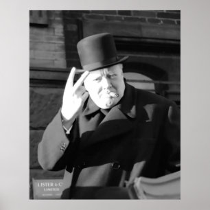 Winston Churchill V Dag V Sign 1945 Poster