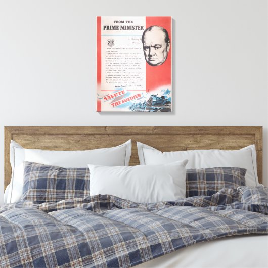 Winston Churchill, Vertegenwoordiger van Brits WW2 Canvas Afdruk (Insitu (Slaapkamer))