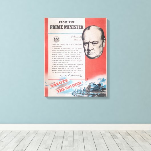 Winston Churchill, Vertegenwoordiger van Brits WW2 Canvas Afdruk (Insitu (Houten vloer))