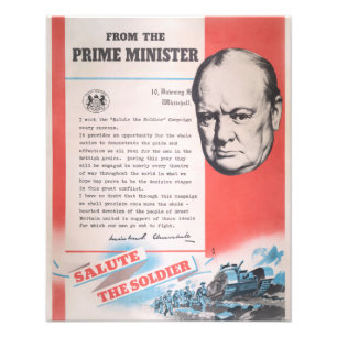 Winston Churchill, Vertegenwoordiger van Brits WW2 Foto Afdruk