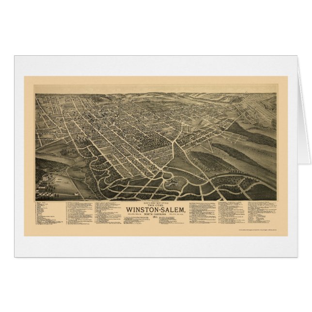 Winston-Salem, carte panoramique d'OR - 1891 (Devant horizontal)