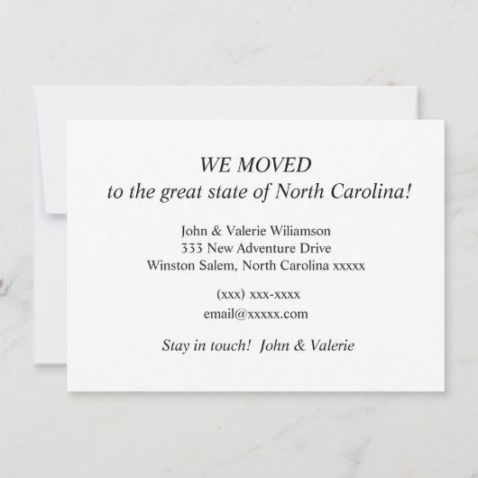 Winston Salem Moving Faire-part (Dos)