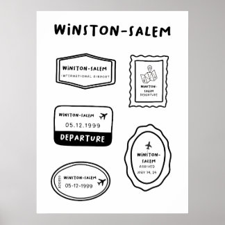 Winston-Salem - Travel Stamp Collectie |  Poster