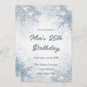 Winter 25th Birthday Invitation – Snowflakes (Devant / Derrière)