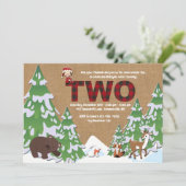 Winter 2 Birthday Party Invitation Kaart (Staand voorkant)