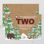 Winter 2 Birthday Party Invitation Kaart (Voorkant / Achterkant)