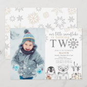 Winter 2e verjaardag foto uitnodiging (Voorkant / Achterkant)