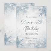 Winter 35th Birthday Invitation – Cool Gray Snow (Devant / Derrière)