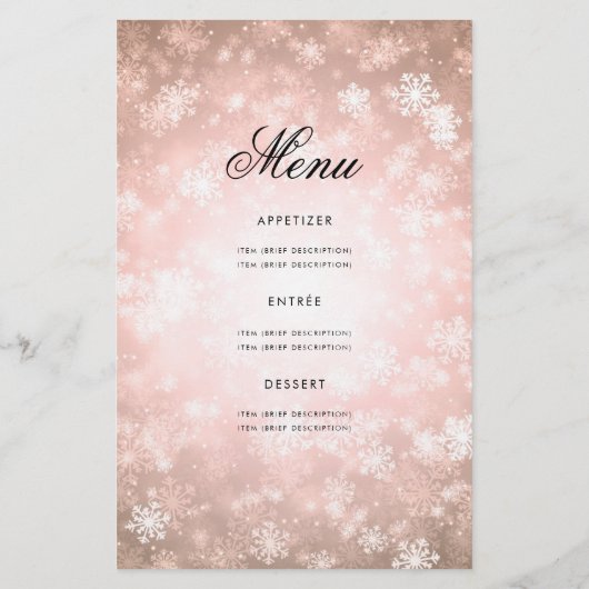 Winter 60 Birthday Program Roos Gold Menu (Achterkant)