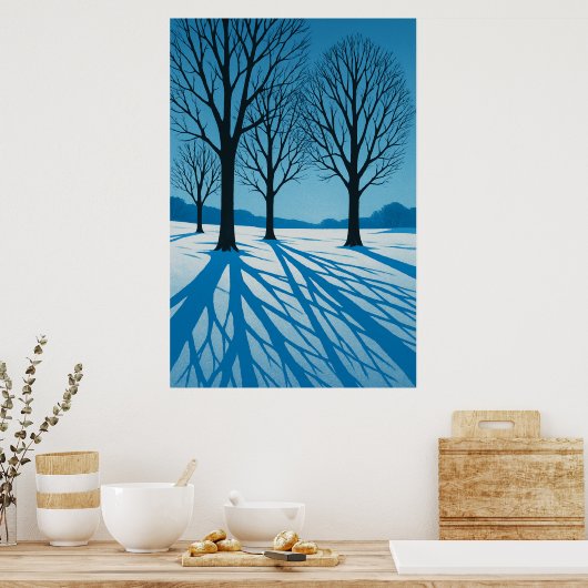 Winter 7, Blauwe schaduwen, seizoensgebonden afdru Poster (Keuken)