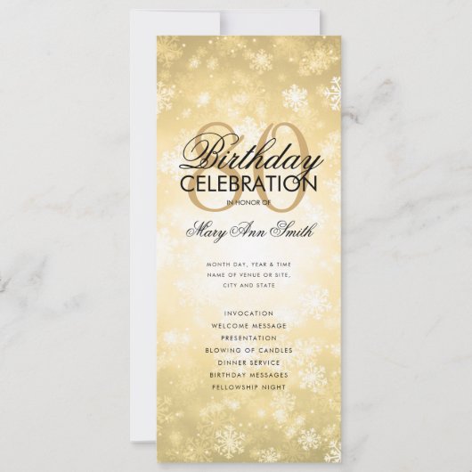 Winter 80e Verjaardagsprogramma Gold Wonderland Me Kaart (Voorkant)