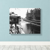 Winter aan de Riverside BW Canvas Afdruk (Insitu (Houten vloer))