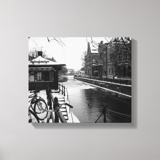 Winter aan de Riverside BW Canvas Afdruk (Voorkant)