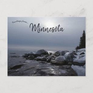 Winter aan het meer van superior Minnesota Briefkaart
