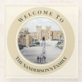 Winter aan het Windsor Castle Landscape Painting Glazen Onderzetter