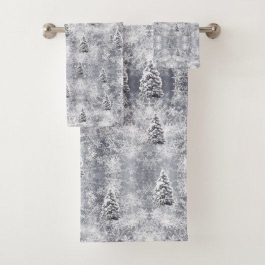 Winter Abstract Tree Grey Vakantie Bad Handdoek (Insitu)