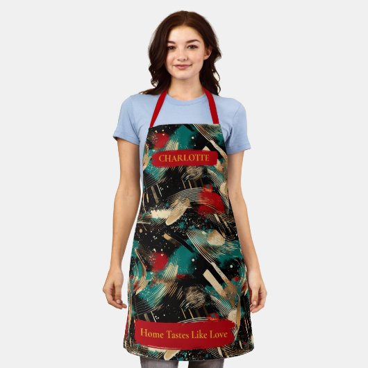 Winter Abstracte Brushstroke Schort met aangepaste (Gedragen)