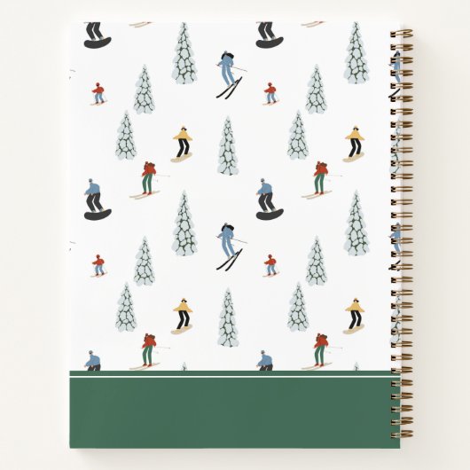 Winter afdaling patroon | Jouw namen toevoegen Notitieboek (Achterkant)