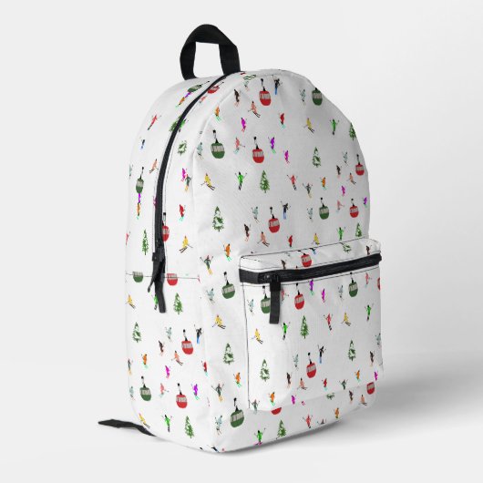 Winter afdaling skiërs Skipatroon Bedrukte Rugzak (Achterkant Hoek Links)