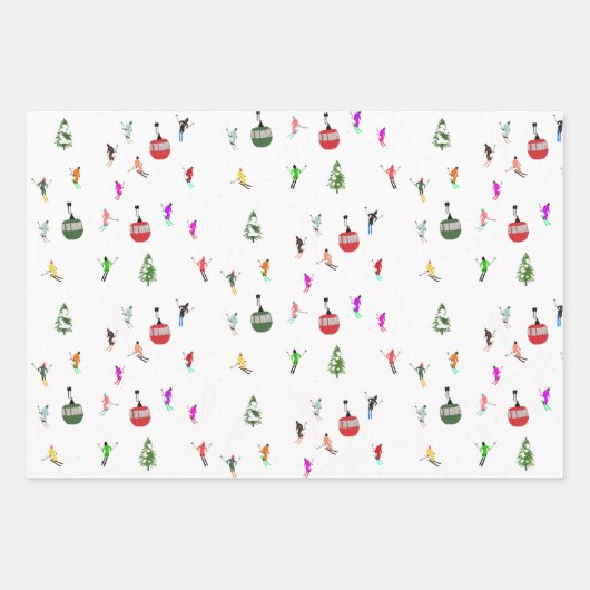 Winter afdaling skiërs Skipatroon Inpakpapier Vel (Voorkant 2)