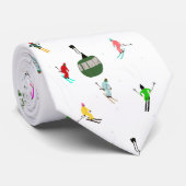 Winter afdaling skiërs Skipatroon Stropdas (Opgerold)