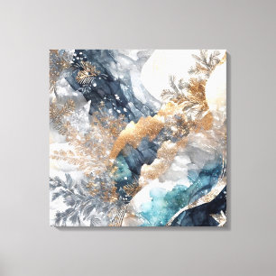 Winter Alcohol Ink Art Wrapped Canvas Afdruk