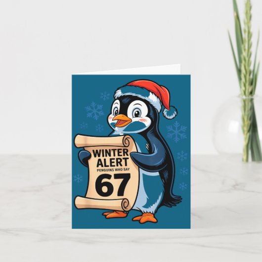 Winter Alert Penguins Who Say 67 Six Seven Meme Ch Kaart (Voorkant)