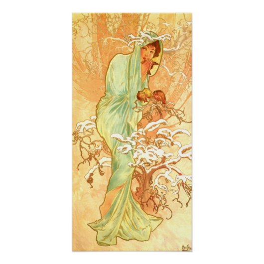 Winter Alfons Mucha Art Nouveau Perfect Poster (Voorkant)