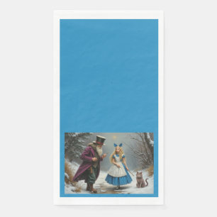 Winter Alice blauw papier gastenhanddoeken Servet