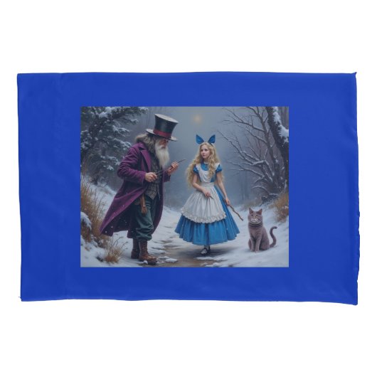 Winter Alice blauw standaard kussensloop (Voorkant)