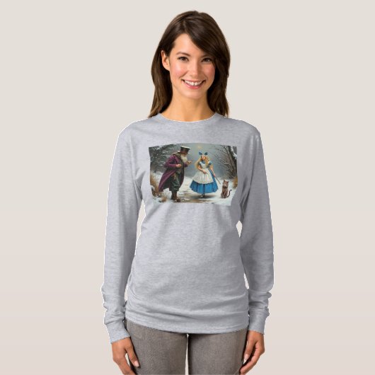 Winter Alice dames grijs T-shirt met lange mouwen (Voorkant volledig)