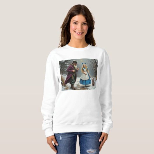 Winter Alice femmes sweatshirt blanche (Devant entier)