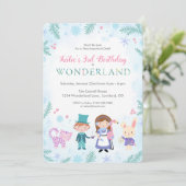 Winter Alice in Wonderland Girls Birthday Kaart (Staand voorkant)