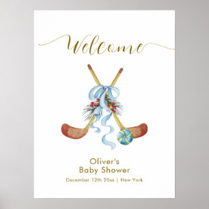 Winter All Star Bow Hockey Baby Shower Welkom Poster