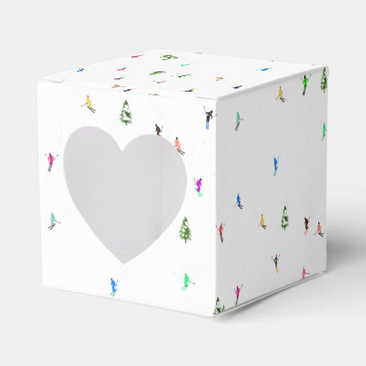 Winter Alpine Skiërs Skiën Patroon Bedankdoosjes (Voorkant Zijde)