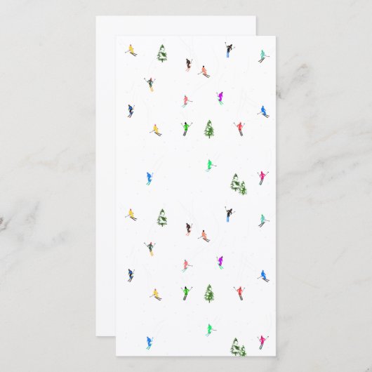 Winter Alpine Skiërs Skiën Patroon Feestdagenkaart (Voorkant / Achterkant)